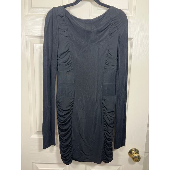 Rag & Bone Dress Front Ruched Zipper Long Sleeve Black Mini Short Cocktail - Picture 3 of 8